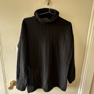Reality Studio Black Sweater with Blue textured Stripes Size XS/S